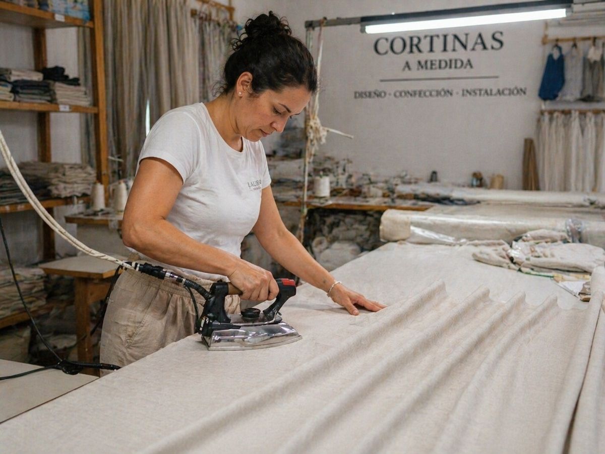Cortinas a medida en taller de confección, diseño, instalación y confección personalizada.